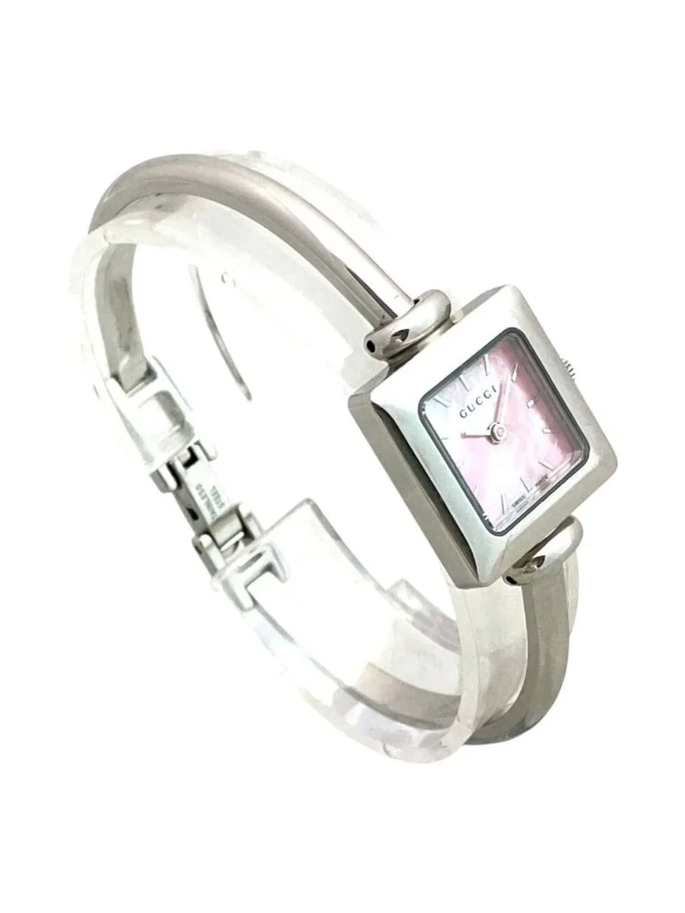 Gucci Bangle Watch SS Quartz Pink Shell Dial